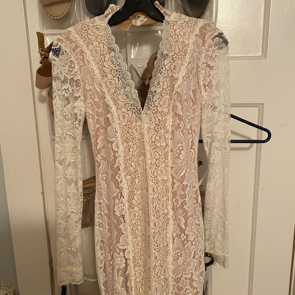 Bebe white lace dress